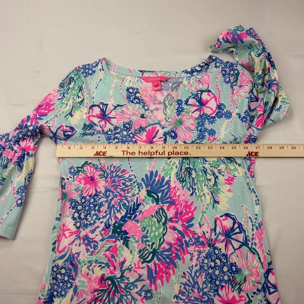 Lilly Pulitzer blue pink lightweight vneck cotton top SMALL preppy resort - Picture 3 of 8